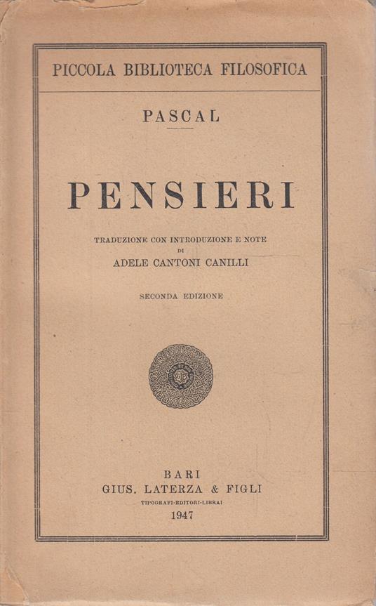 Pensieri - Blaise Pascal - copertina
