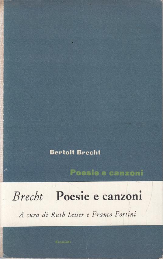 Poesie e canzoni - Bertolt Brecht - copertina