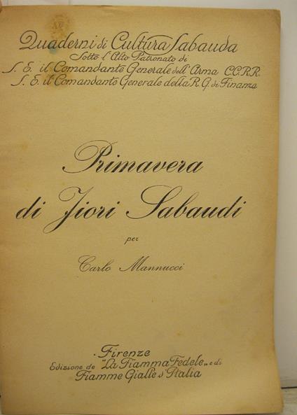 Primavera di fiori sabaudi - copertina