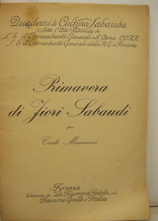Primavera di fiori sabaudi - copertina