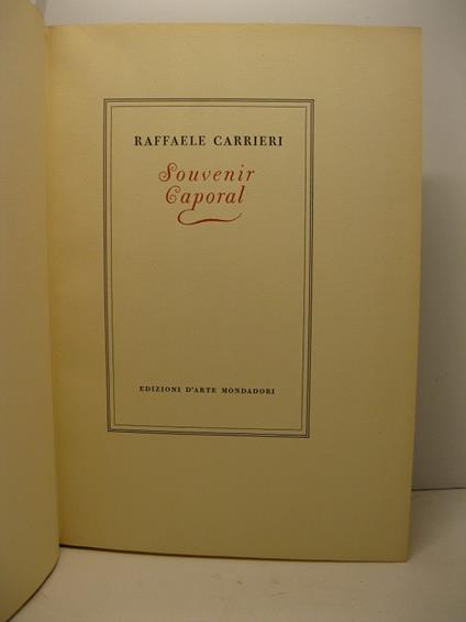 Souvenir caporal - Raffaele Carrieri - copertina