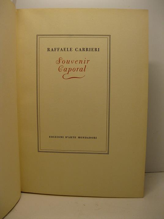 Souvenir caporal - Raffaele Carrieri - copertina