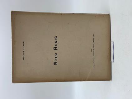 Rime aspre - Raffaele Ciampini - copertina