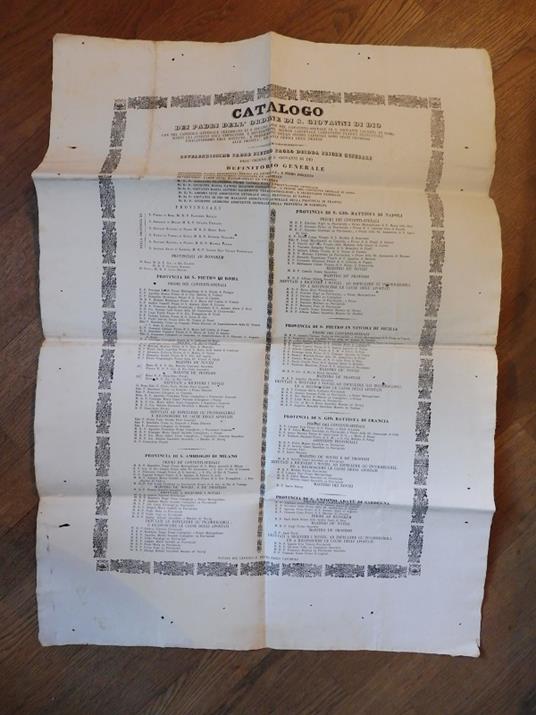 Catalogo dei padri dell'ordine di S. Giovanni di Dio che nel capitolo generale celebrato li 9 giugno1850 nel Convento-spedale di S. Giovanni Calibita di Roma sotto gli auspici dell'eminentiss. e reverendiss. signor cardinale Costantino Patrizi protet - copertina