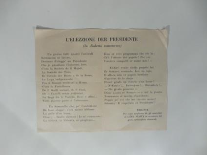 L' elezzione der presidente. (In dialetto romanesco) - Trilussa - copertina