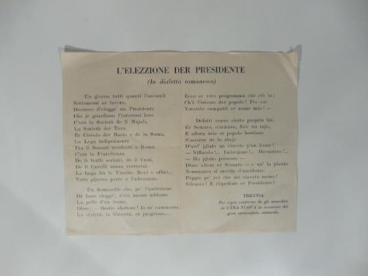 L' elezzione der presidente. (In dialetto romanesco) - Trilussa - copertina