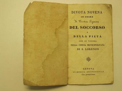 Divota novena in onore di Nostra Signora del soccorso e della pieta' che si venera nella Chiesa metropolitana di S. Lorenzo - copertina