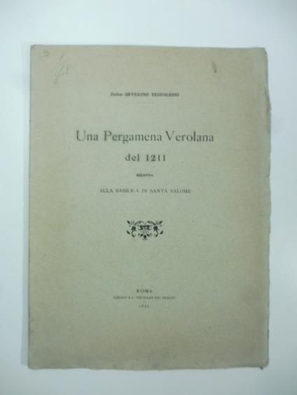 Una pergamena verolana del 1211 relativa alla basilica di Santa Salome - copertina