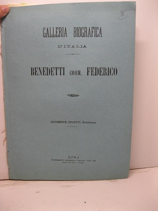 Galleria biografica d'Italia. Benedetti comm. Federico - copertina