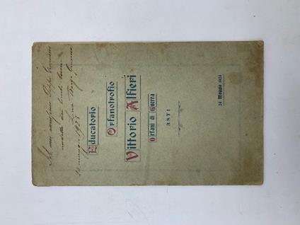 Educatorio Orfanotrofio Vittorio Alfieri Orfani di guerra, Asti - copertina