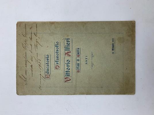 Educatorio Orfanotrofio Vittorio Alfieri Orfani di guerra, Asti - copertina
