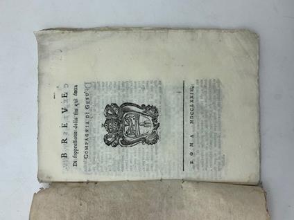 Breve di soppressione della fin qui detta Compagnia di Gesu'. A perpetua memoria - copertina