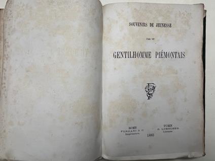 Souvenirs de jeunesse par un gentilhomme piemontais - Henri de Montezemolo - copertina