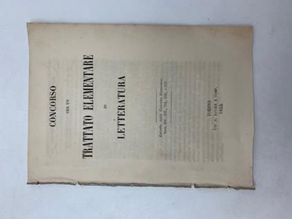 Concorso per un trattato elementare di letteratura - copertina