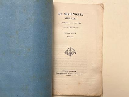 De oeconomia vitalitatis Francisci Canaveri - copertina