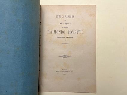 Inaugurazione del monumento al teologo Raimondo Bovetti canonico prevosto nella Cattedrale di Mondovi' - copertina