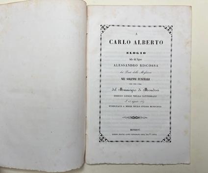 A Carlo Alberto. Elogio - copertina