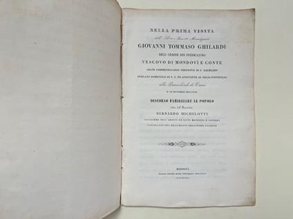 Nella prima visita dell'Ill.mo e Rev.mo Monsignore Giovanni Tommaso Ghilardi...alla Parrocchiale di Carru' - copertina