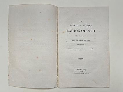 Il fine del mondo. Ragionamento - Vincenzo Rossi - copertina