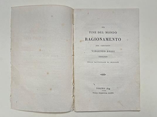 Il fine del mondo. Ragionamento - Vincenzo Rossi - copertina
