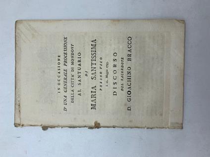 In occasione d'una generale processione della citta' di Mondovi' al Santuario di Maria Santissima presso Vico - copertina