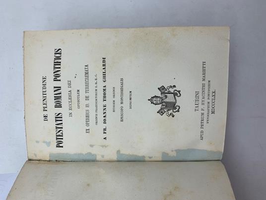 De plenitudine potestatis Romani Pontificis in ecclesia dei opusculum ex operibus Io. De Turrecremata - Giovanni Tommaso Ghilardi - copertina