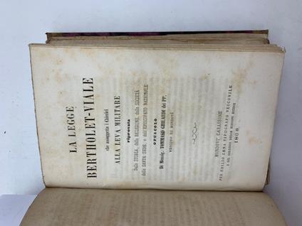 La legge Bertholet-Viale che assoggetta i Chierici alla leva militare riprovata dalla storia, dalla religione.. - Giovanni Tommaso Ghilardi - copertina