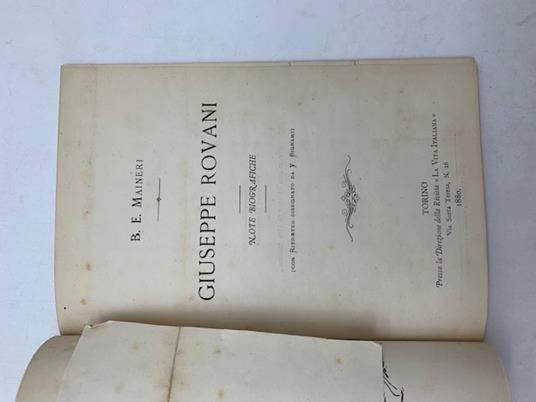 Giuseppe Rovani. Note biografiche (con ritratto disegnato da V. Bignami) - copertina