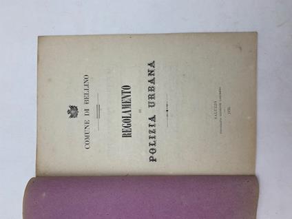 Comune di Bellino. Regolamento di pubblica igiene - copertina