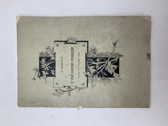 In memoria del Dr. Prof. Gaetano Pedrazzini morto il 1o gennaio 1904 - copertina