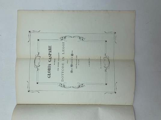 Gloria Gaspare da Torino per essere dichiarato dottore in leggi nella Regia Universita' di Torino - copertina