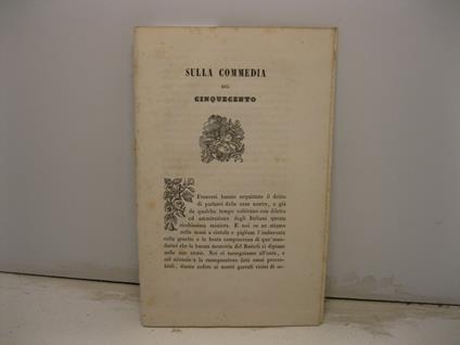 Sulla commedia del Cinquecento - copertina