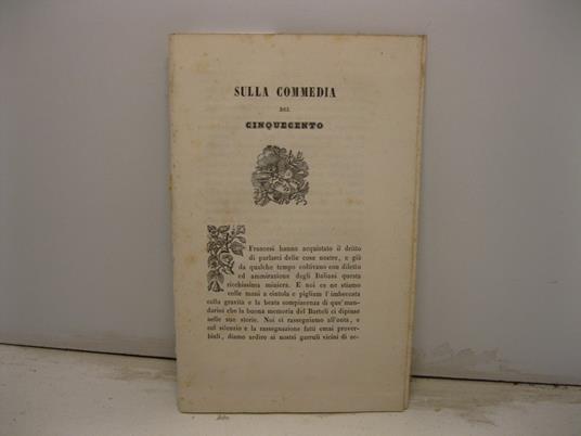 Sulla commedia del Cinquecento - copertina
