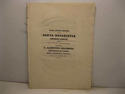 Sulle antiche custodie della santa Eucaristia. Dissertazione letta nel di' 12 di dicembre 1833 - copertina