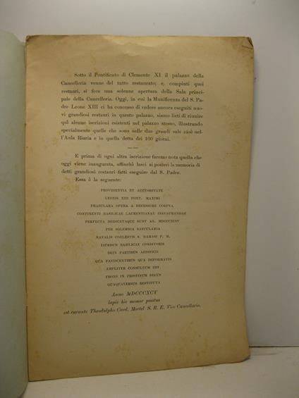 Antiche iscrizioni nel Palazzo della Cancelleria di Roma - copertina