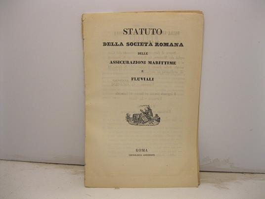 Statuto della Societa' Romana delle Assicurazioni marittime e fluviali - copertina