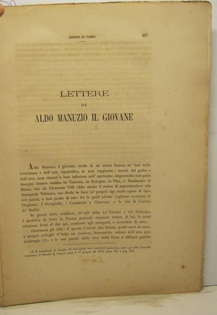 Lettere di Aldo Manuzio il giovane - A. Ronchini - copertina