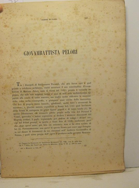 Giovambattista Pelori - A. Ronchini - copertina