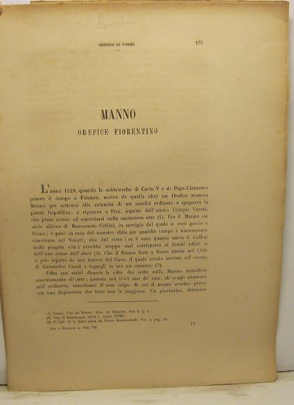 Manno orefice fiorentino - A. Ronchini - copertina