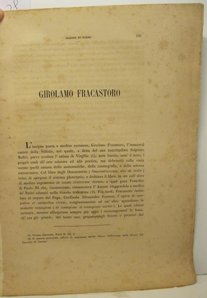 Girolamo Fracastoro - A. Ronchini - copertina