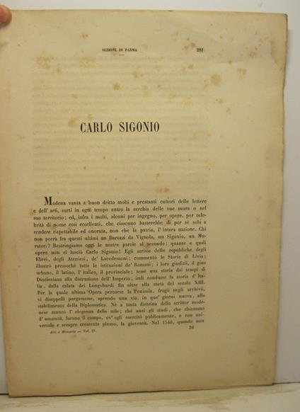 Carlo Sigonio - A. Ronchini - copertina