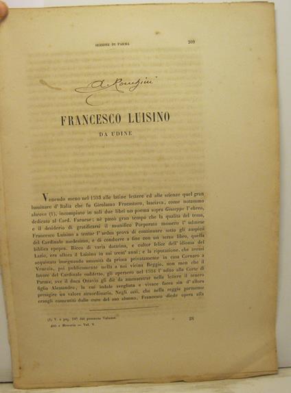 Francesco Luisino da Udine - A. Ronchini - copertina