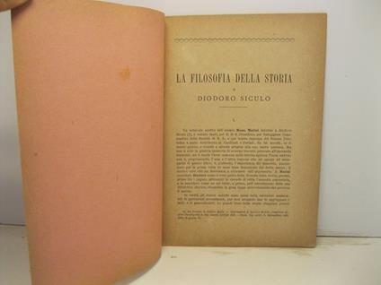 La filosofia della storia e Diodoro siculo - copertina