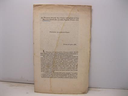 La disamina del prof. Seb. Ciampi sull'opinione di Gio. Boccaccio intorno alla cosi' detta Papessa. Firenze 1828 - Emanuele Repetti - copertina