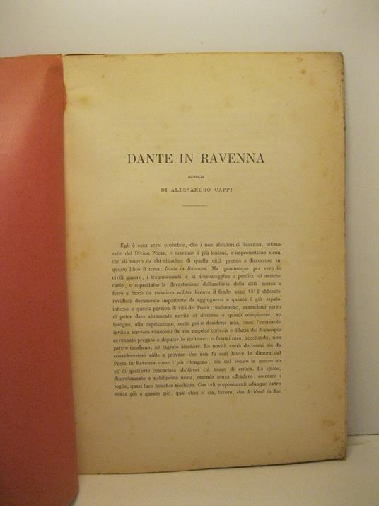 Dante in Ravenna. Memoria - Alessandro Cappi - copertina