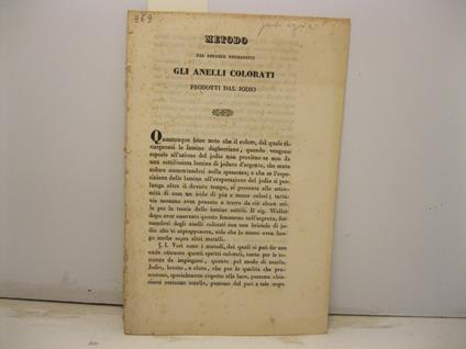 Metodo per rendere permanenti gli anelli colorati prodotti dal jodio - copertina