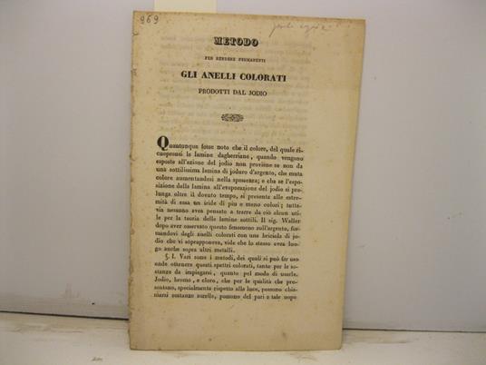 Metodo per rendere permanenti gli anelli colorati prodotti dal jodio - copertina