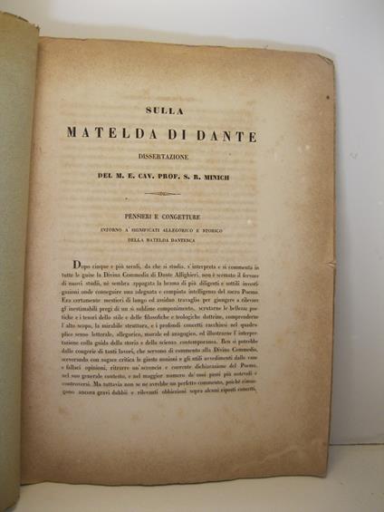 Sulla Matelda di Dante. Dissertazione - copertina