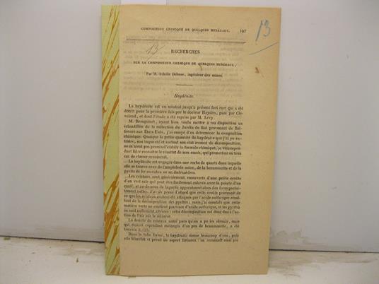 Recherches sur la composition chimique de quelques mineraux. Haydenite - copertina