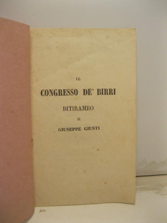 Il congresso de' birri. Ditirambo - Giusti Giuseppe - copertina